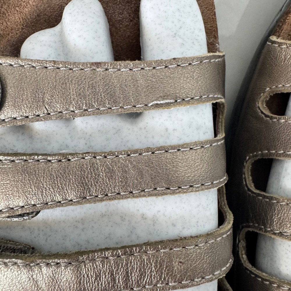 Dansko Metallic Taupe Leather Strappy Slide Sandals Adjustable Concho Comfort 39 - Picture 3 of 15